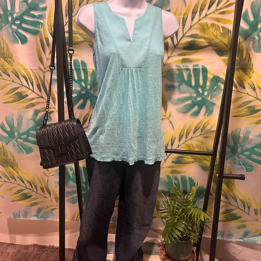 Sleeveless Aqua Top